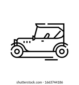 Retro car line icon, concept sign, outline vector illustration, linear symbol.