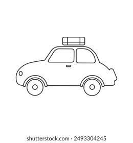 Retro car line icon flat vector