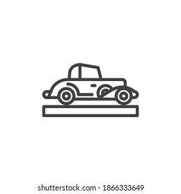 Icône de ligne de voiture rétro. signe de style linéaire pour le concept mobile et le web design. Icône vectorielle contour Voiture vintage. Symbole, illustration logo. Images vectorielles