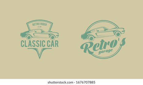 Vector de concepto de logotipo de camión retro. Plantilla de logotipo de vehículos clásicos