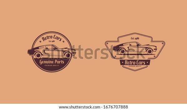 Retro car logo concept vector. Classic vehicle\
logo template