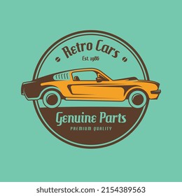 Design-Konzept für Retro-Car-Logos, Vektorgrafik. Logo-Design für Autos mit Vintage und Retro Vibes