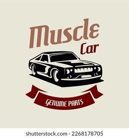 Retro car logo design. Vintage vehicle logo design concept. Retro american muscle car logo. Vintage vehicle collection logo