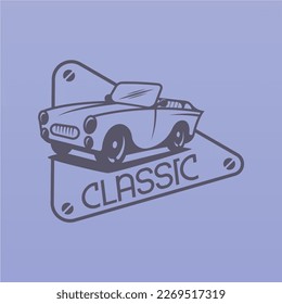 Retro car logo design. Vintage vehicle logo design concept. Retro american muscle car logo. Vintage vehicle collection logo