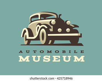 Retro Car Logo Illustration, Classic Style