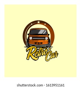 retro car logo initial concept
