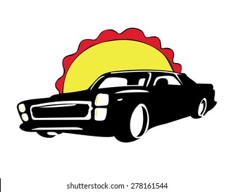  retro car logo on a white background