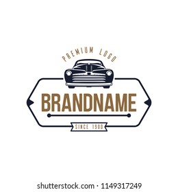Retro Car Logo Template Design, vintage logo style.