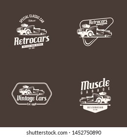 Retro car logo template vector. Vintage automobile logo concept