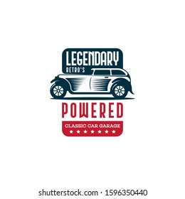 Retro car logo template vector. Classic vehicle logo concept isolated in white background