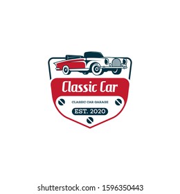 Retro car logo template vector. Classic vehicle logo concept isolated in white background