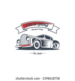 Retro car logo template vector. Classic vehicle logo concept isolated in white background