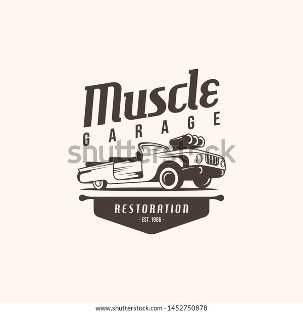 Retro car logo template vector. Vintage\
automobile logo concept