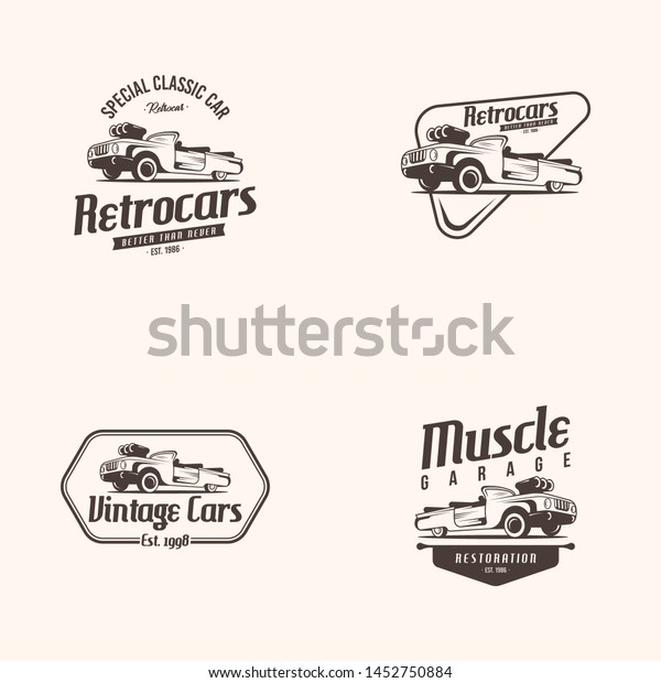 Retro car logo template vector. Vintage
automobile logo concept