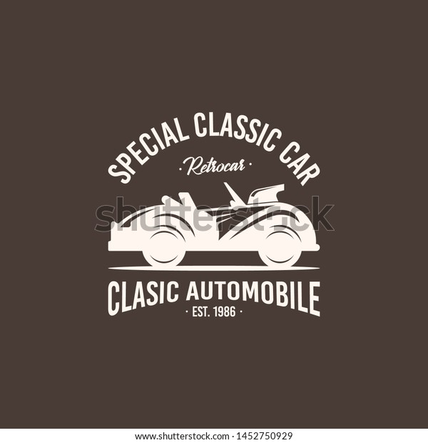 Retro car logo template vector. Vintage\
automobile logo concept
