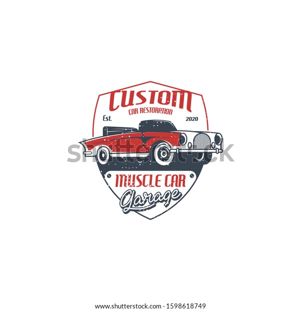 Retro car logo template vector. Classic\
vehicle logo concept isolated in white\
background