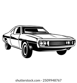 Retro Car Model 02 with black and white style