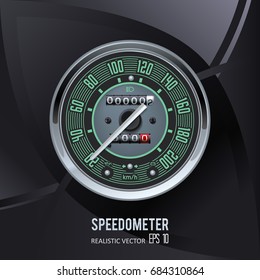 Retro car motorcycle analog speedometer closeup