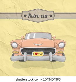Retro car with old paper background