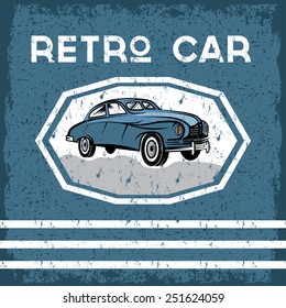 retro car old vintage grunge poster