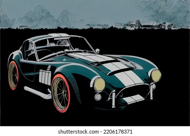 retro car on the background of the style, special illustration art design