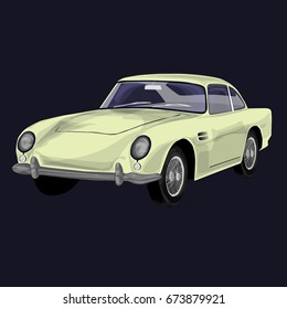 Retro car on  background, vector illustration.