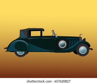 Retro car on a colored background, vector illustration