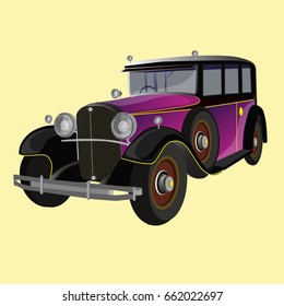 Retro car on a colored background, vector illustration