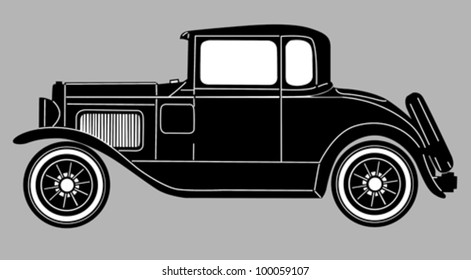 retro car on gray  background, vector illustration