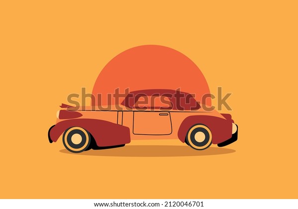 retro car on a red background, stone wall\
transportation of people