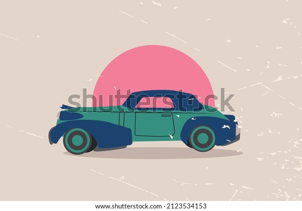 retro car on a red background, stone wall\
transportation of people