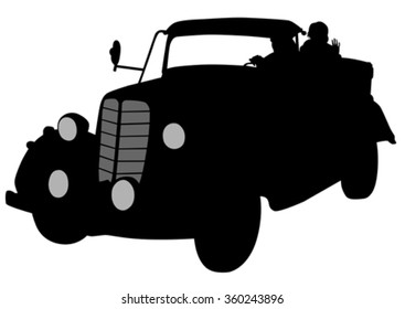 Retro car on white background