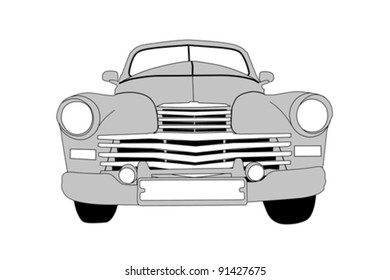 retro car on white background, vector illustration