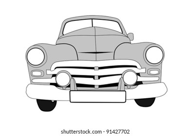 retro car on white background, vector illustration