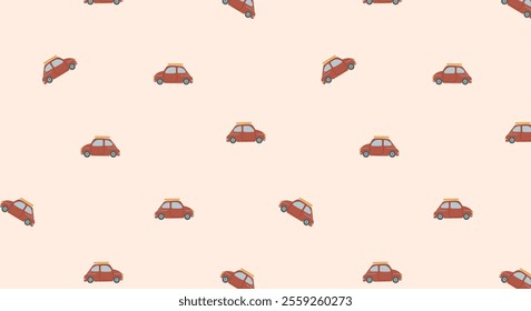 Retro car pattern. Red cars on a pattern for textiles, children's clothing, stationery