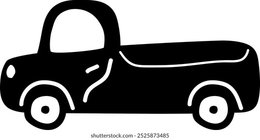 Retro Car Pickup Doodle Vector Illustration