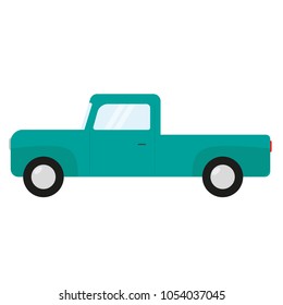 Retro Car Pickup Vector Icon Flat Design