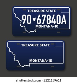 Retro car plate for banner design. Montana 10. Isolated vector illustration.