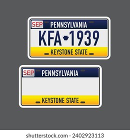 Retro car plate for banner design pennsylvania vector image