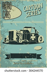 retro car postcard