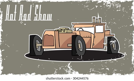 retro car postcard