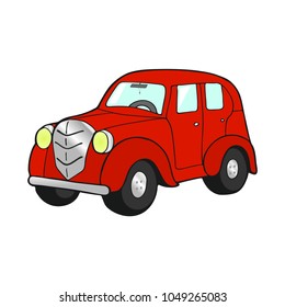 Retro car red on white background, vector illustration