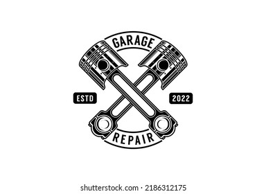 Retro Car Repair Emblem Logo With Piston Engine Element vector design