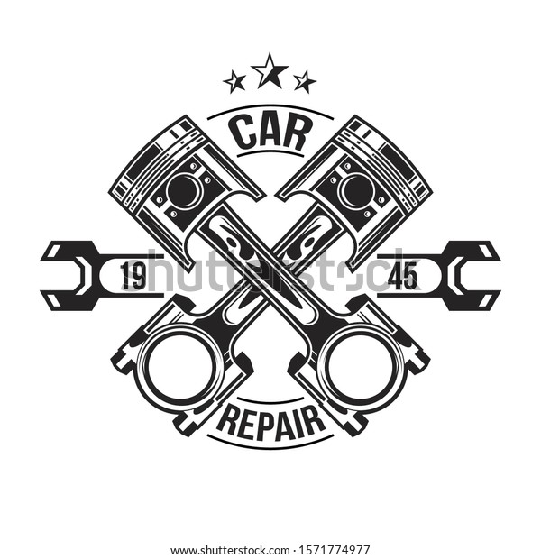 Retro Car Repair Emblem Logo Piston Stock Vector (Royalty Free) 1571774977