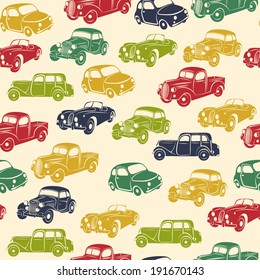 Retro car seamless pattern. Vector illustration.