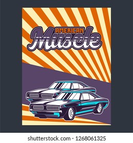 Retro car service sign. Vector illustration. - Vector 