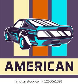 Retro car service sign. Vector illustration. - Vector 