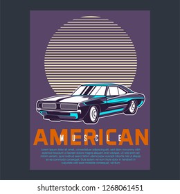 Retro car service sign. Vector illustration. - Vector 
