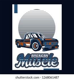 Retro car service sign. Vector illustration. - Vector 