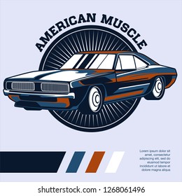 Retro car service sign. Vector illustration. - Vector 